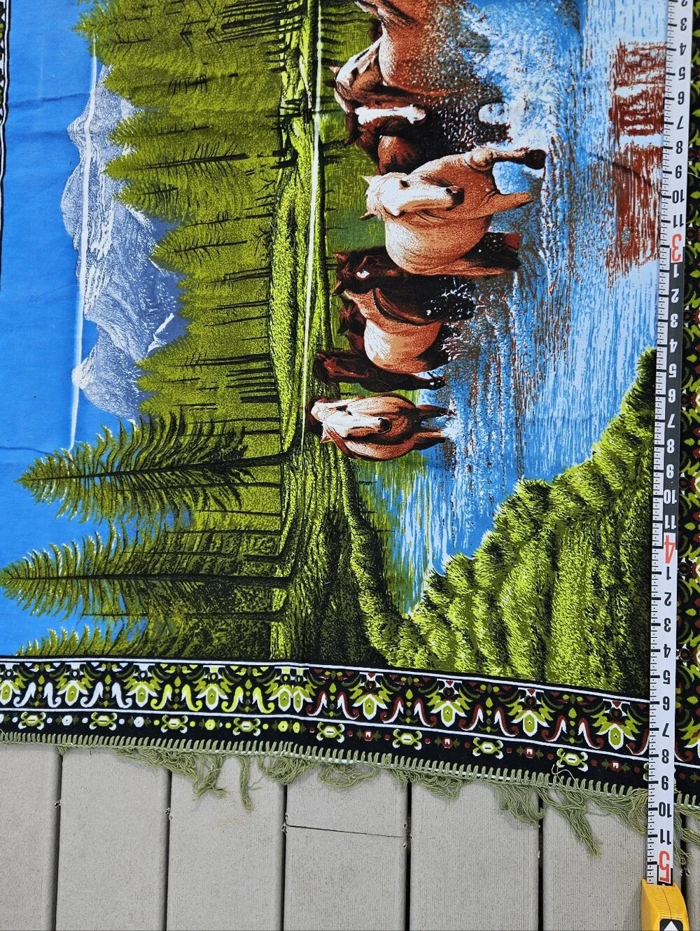 Wild Horses Nature Landscape Tapestry 38x58 Western Cabin Decor Fringe Rug